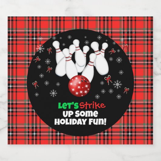 Étiquette Pour Bouteilles De Bière Festive Holiday Bowling (Étiquettes simples)