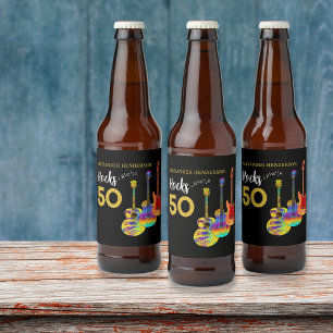 Étiquette Pour Bouteilles De Bière Fête d'anniversaire 50 ans 50 Rocks Personnalisés