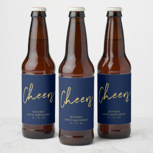 Étiquette Pour Bouteilles De Bière Fête d'anniversaire adulte avec lettrage doré et b