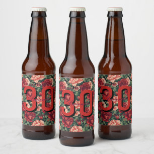 Étiquette Pour Bouteilles De Bière Fête d'anniversaire personnalisée avec rose