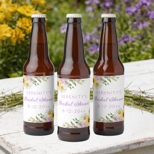 Étiquette Pour Bouteilles De Bière Fête de mariage Floral Boho Tournesol Marguerite