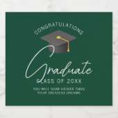 Étiquette Pour Bouteilles De Bière Fête de remise des diplômes personnalisée vert fon (Étiquettes simples)