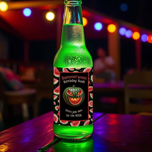 Étiquette Pour Bouteilles De Bière Fête de Summerween Pastèque Jack o Lantern Effraya