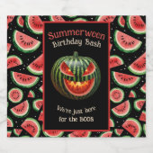 Étiquette Pour Bouteilles De Bière Fête de Summerween Pastèque Jack o Lantern Effraya (Étiquettes simples)