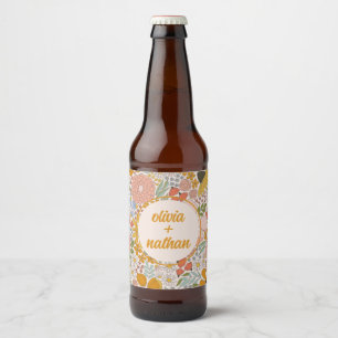 Étiquette Pour Bouteilles De Bière Fête des mariées florale ou Mariage personnalisé