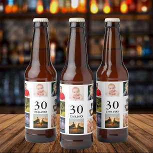 Étiquette Pour Bouteilles De Bière fête du 30e anniversaire photo collage mec