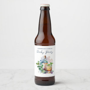 Étiquette Pour Bouteilles De Bière Fête élégante de Derby à l'aquarelle