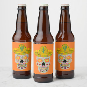 Étiquette Pour Bouteilles De Bière Fête mexicaine du crâne mort