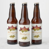 Étiquette Pour Bouteilles De Bière Feuilles aquarelle, Thanksgiving (Bouteilles)