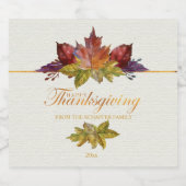 Étiquette Pour Bouteilles De Bière Feuilles aquarelle, Thanksgiving (Étiquettes simples)