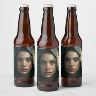 Étiquette Pour Bouteilles De Bière Fille à capuche de pluie