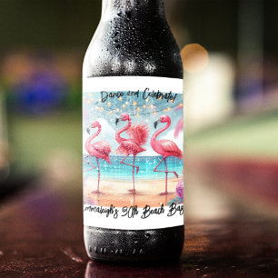 Étiquette Pour Bouteilles De Bière Flamant rose Danse et fête d'anniversaire