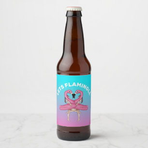 Étiquette Pour Bouteilles De Bière Flamingle Parti Float Ombre rose