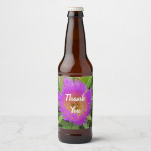 Étiquette Pour Bouteilles De Bière Fleur d'Appréciation violette brillante en Merci f