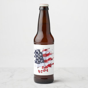 Étiquette Pour Bouteilles De Bière Fleur de Paix Patriotique 4 juillet parti du barbe
