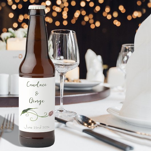 Étiquette Pour Bouteilles De Bière Fleur de tulipe rose