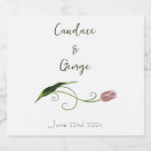 Étiquette Pour Bouteilles De Bière Fleur de tulipe rose (Étiquettes simples)