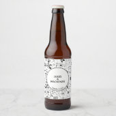 Étiquette Pour Bouteilles De Bière Fleur sauvage Monochrome moderne (Devant)