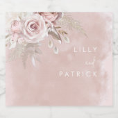 Étiquette Pour Bouteilles De Bière Fleurs de Rose Poussiéreuse Aquarelle Mariage Fian (Étiquettes simples)