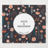 Étiquette Pour Bouteilles De Bière Fleurs d'été scandinaves Boho foncé moderne (Étiquettes simples)