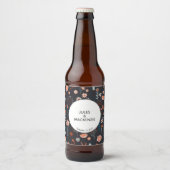 Étiquette Pour Bouteilles De Bière Fleurs d'été scandinaves Boho foncé moderne (Devant)