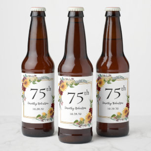 Étiquette Pour Bouteilles De Bière Fleurs du soleil pour 75e anniversaire