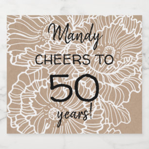 Étiquette Pour Bouteilles De Bière Fleurs Lineart pies anniversaire