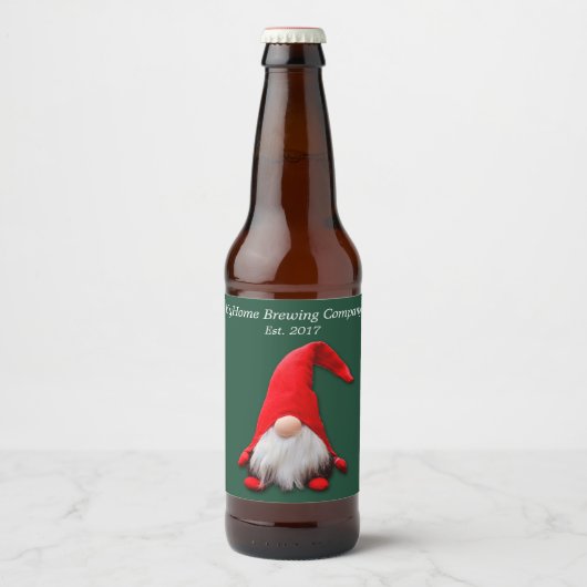 Étiquette Pour Bouteilles De Bière Fou Noël Rouge Gnome (Devant)