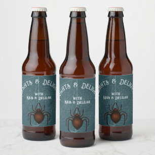 Étiquette Pour Bouteilles De Bière Frights and Delights Spider Halloween Personnalisé