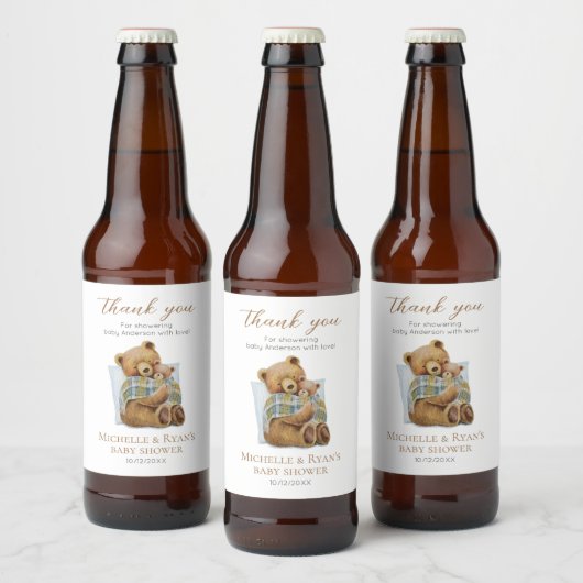 Étiquette Pour Bouteilles De Bière Froid Dehors Ours Maman Teddy Baby shower Ours (Bouteilles)