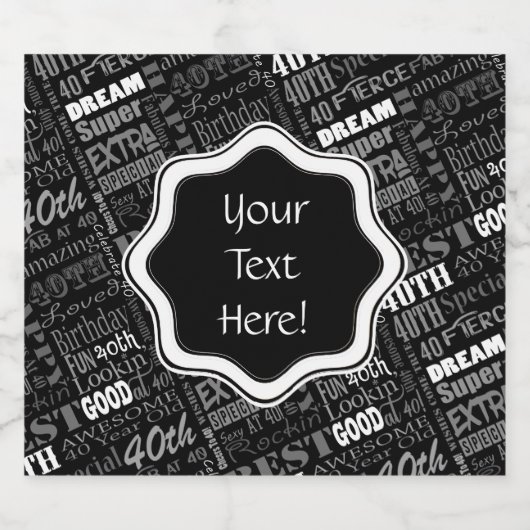 Étiquette Pour Bouteilles De Bière Fun 40e anniversaire fête Monogramme personnalisé (Étiquettes simples)