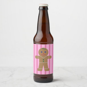 Étiquette Pour Bouteilles De Bière Fun et fantaisie Pain d'épices rose Homme