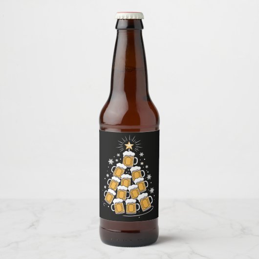 Étiquette Pour Bouteilles De Bière Funny Beer Christmas Tree Holiday Drinking (Devant)