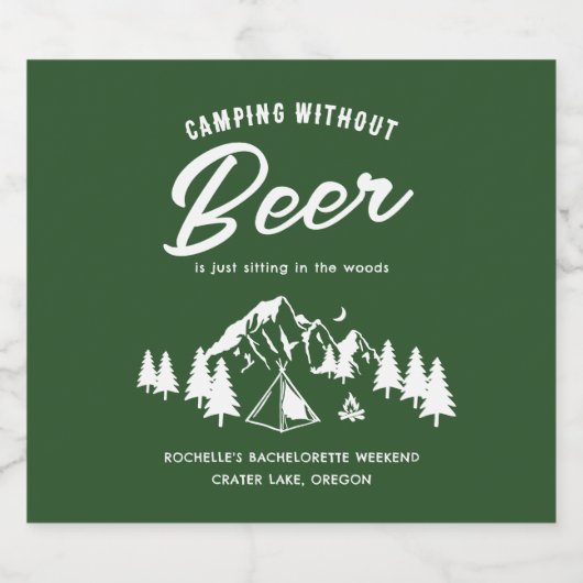 Étiquette Pour Bouteilles De Bière Funny Camping Bachelorette (Étiquettes simples)