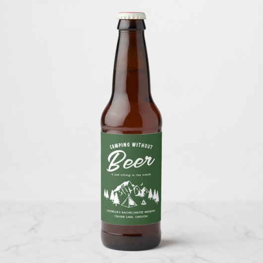 Étiquette Pour Bouteilles De Bière Funny Camping Bachelorette (Devant)