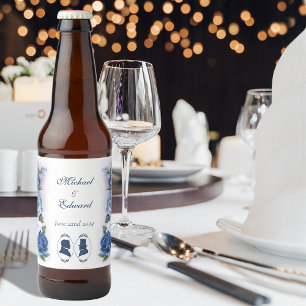 Étiquette Pour Bouteilles De Bière Gay Grooms Regency Roses bleus