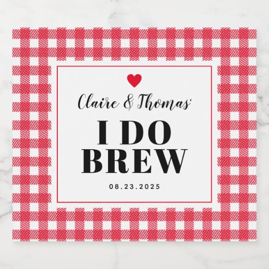 Étiquette Pour Bouteilles De Bière Gingham Rouge Je Brasse Mariage Sur Mesure (Étiquettes simples)