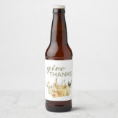 Étiquette Pour Bouteilles De Bière Give Thanks Watercolor Pumpkin (Devant)