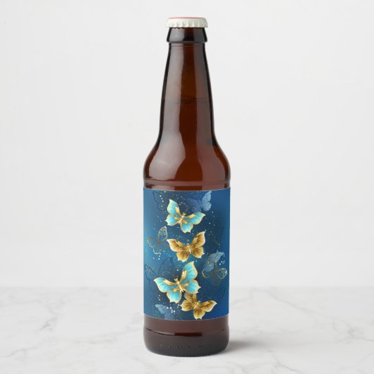 Étiquette Pour Bouteilles De Bière Golden butterflies (Devant)