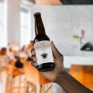 Étiquette Pour Bouteilles De Bière Gothique Halloween parti damask modèle