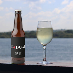 Étiquette Pour Bouteilles De Bière Graduation minimaliste noir blanc rouge