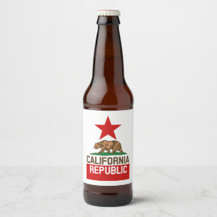 Étiquette Pour Bouteilles De Bière Graphique Drapeau d'état de Californie dynamique s