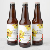 Étiquette Pour Bouteilles De Bière Guaisées modernes de Gerbera rouge et jaune (Bouteilles)