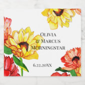 Étiquette Pour Bouteilles De Bière Guaisées modernes de Gerbera rouge et jaune (Étiquettes simples)