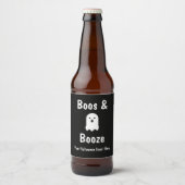 Étiquette Pour Bouteilles De Bière Halloween Boos et Booze (Devant)