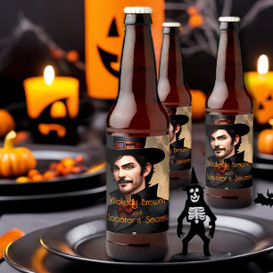Étiquette Pour Bouteilles De Bière Halloween Brewé avec Méfaits et Secrets de Sorcier