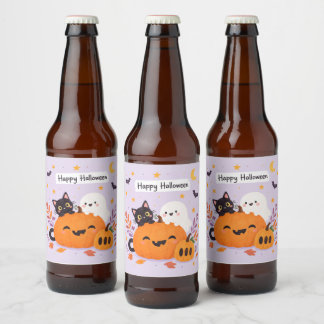 Étiquette Pour Bouteilles De Bière Halloween rose