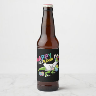 Étiquette Pour Bouteilles De Bière Happy Easttrawr T Rex Dinosaur Easter Bunny Egg