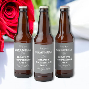 Étiquette Pour Bouteilles De Bière Happy Fête des pères Grand-père - Nom personnalisé