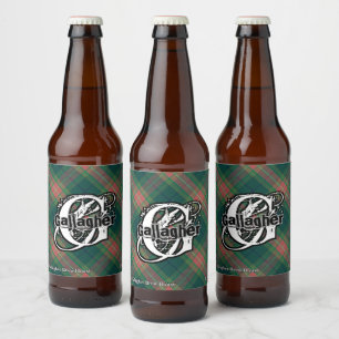 Étiquette Pour Bouteilles De Bière Happy Irish Clan Gallagher Tartan Monogram